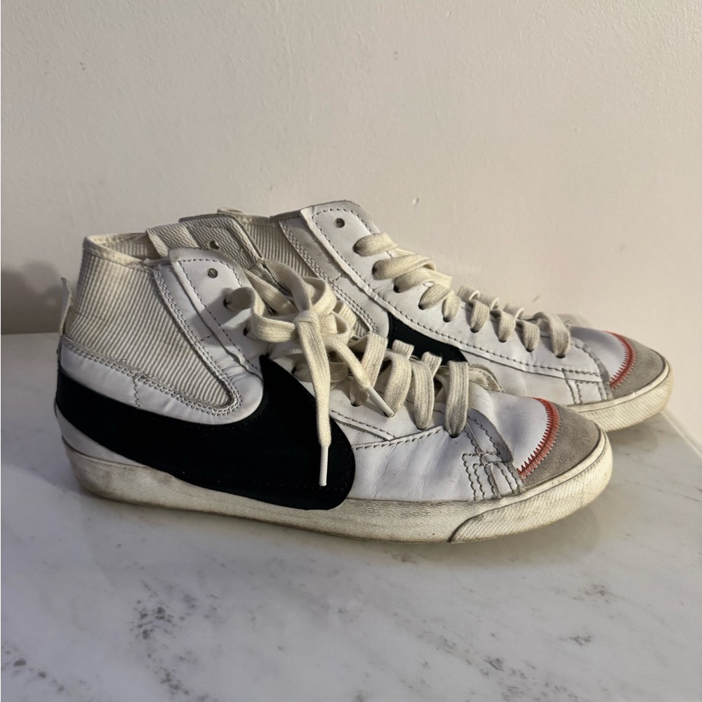Nike White and Black High-Top Sneakers